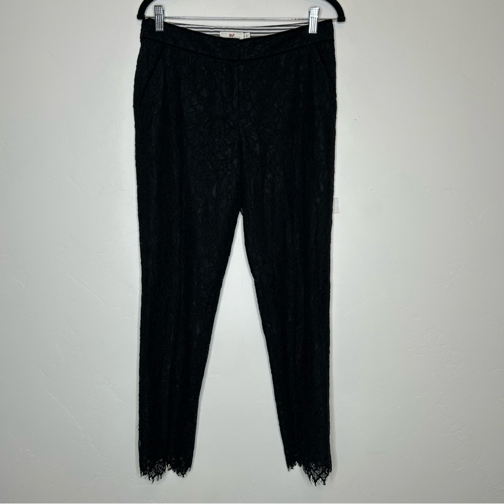 Vineyard Vines Black Lace Taper Leg Trouser‎ Dress Pants Size 6 Mid Rise Office